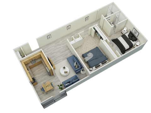 Floor plan for 2 beds, 1 bath, 930 sqft